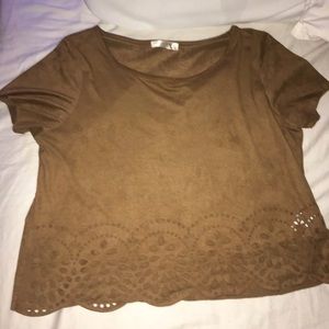 T-shirt Suede Tan Crop Top